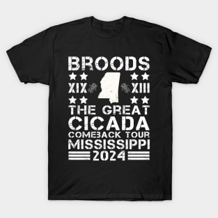 Great Cicada Comeback Tour Mississippi 2024 Cicada broods XIII and XIX in Mississippi T-Shirt